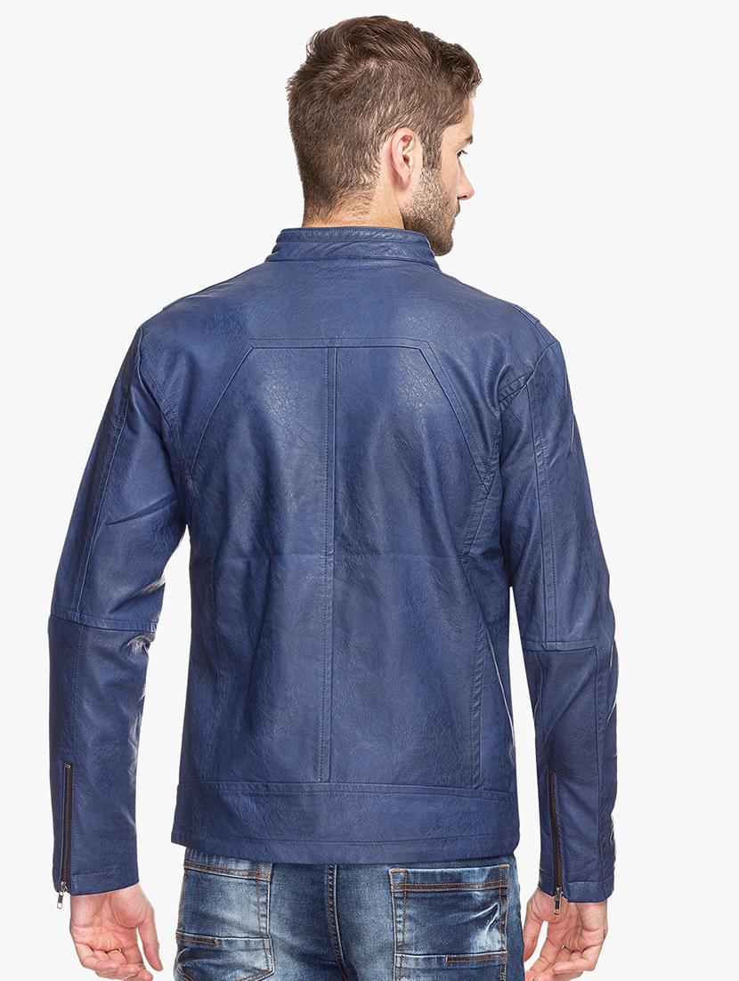 blue leatherette biker jacket - 15308202 - Zoom Image - 3