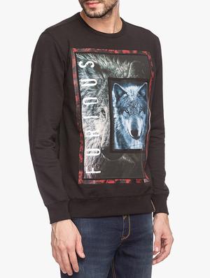 black cotton sweatshirt - 15308248 - Standard Image - 2
