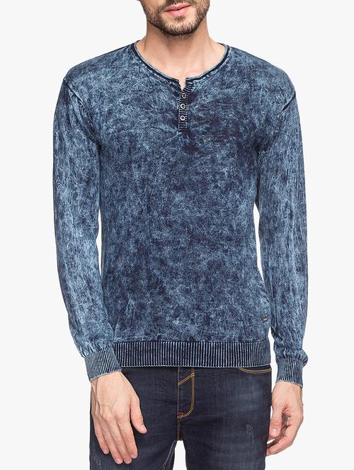 blue cotton washed t-shirt - 15308270 - Standard Image - 1
