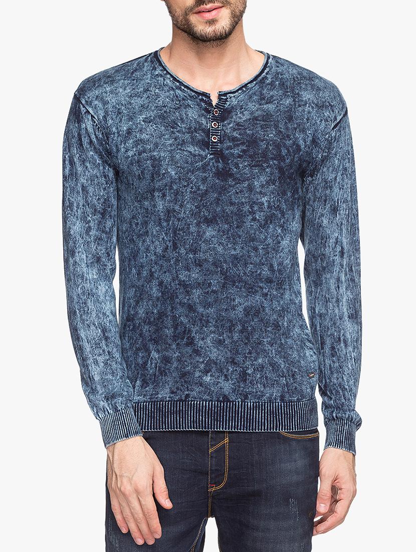 blue cotton washed t-shirt - 15308270 - Zoom Image - 1