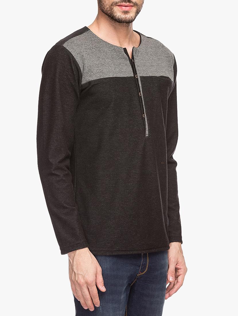 black cotton color block t-shirt - 15308271 - Zoom Image - 2