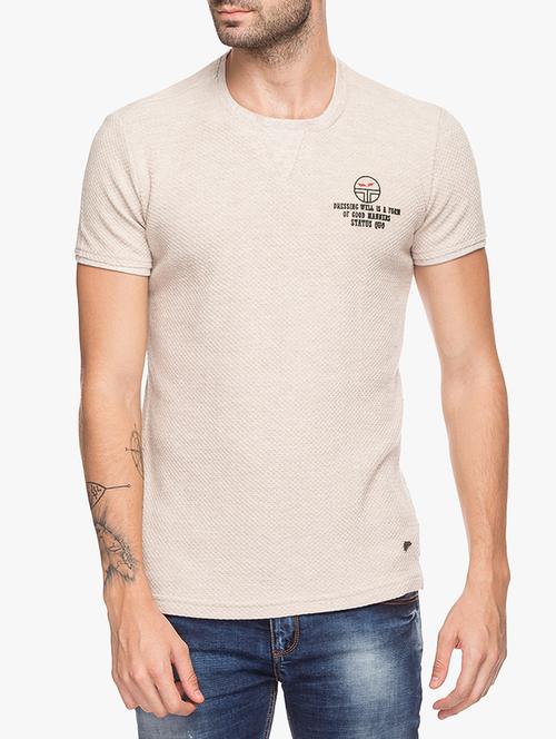 beige cotton t-shirt - 15308278 - Standard Image - 1