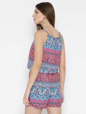printed tie-knot neck romper - 15308329 - Standard Image - 3