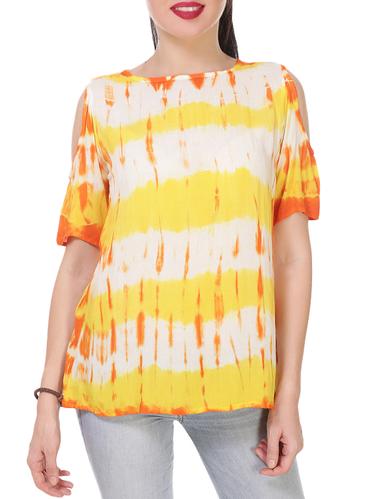 Tie & Dye cold shoulder top - 15308467 - Very Small Image - 1