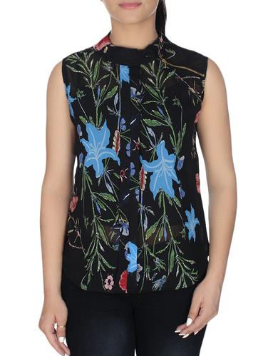 mock neck printed sleeveless top - 15308491 - Very Small Image - 1