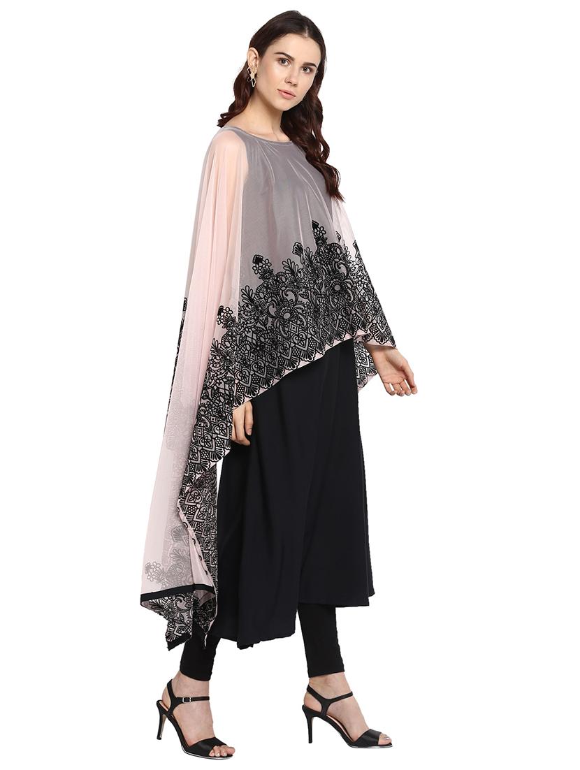 kurta with thread embroidered cape - 15308578 - Zoom Image - 3