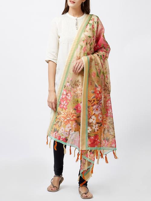 floral chanderi dupatta - 15310591 - Standard Image - 1