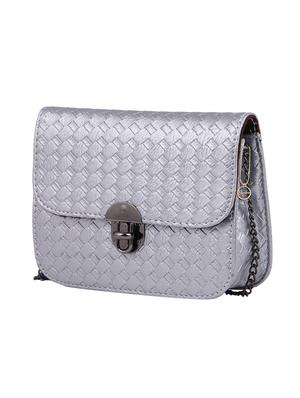 silver leatherette (pu) regular sling bag - 15310949 - Standard Image - 4