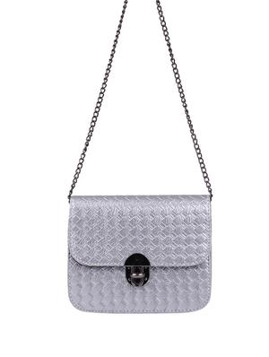 silver leatherette (pu) regular sling bag - 15310949 - Standard Image - 5