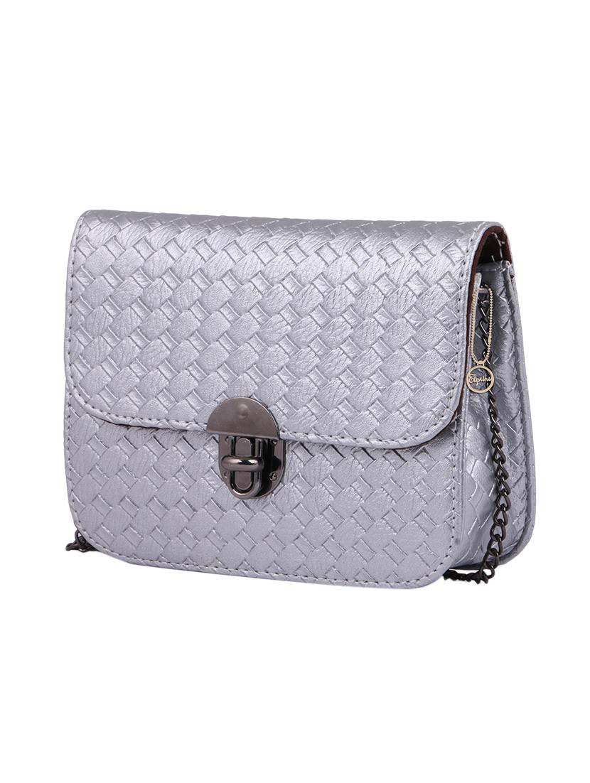 silver leatherette (pu) regular sling bag - 15310949 - Zoom Image - 4
