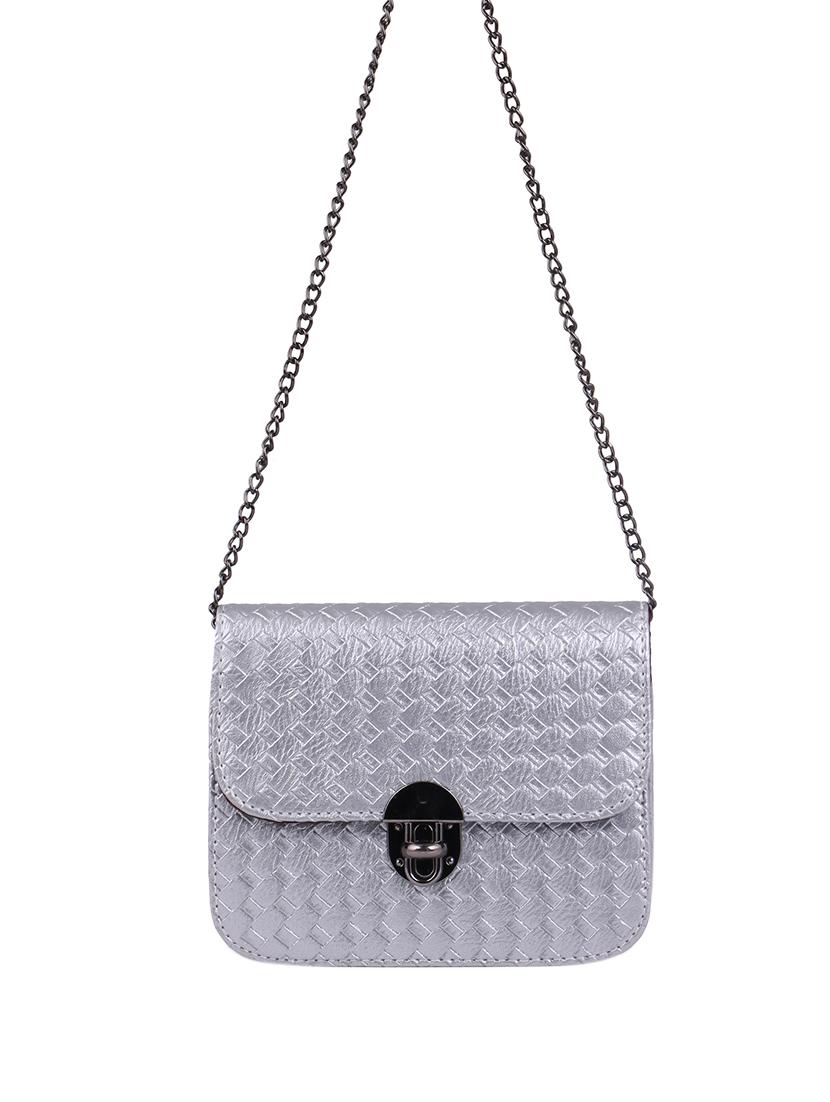 silver leatherette (pu) regular sling bag - 15310949 - Zoom Image - 5