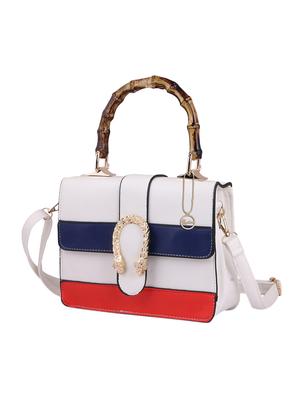 white leatherette (pu) regular handbag - 15310952 - Standard Image - 4
