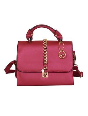 pink leatherette (pu) structured handbag - 15310959 - Standard Image - 1