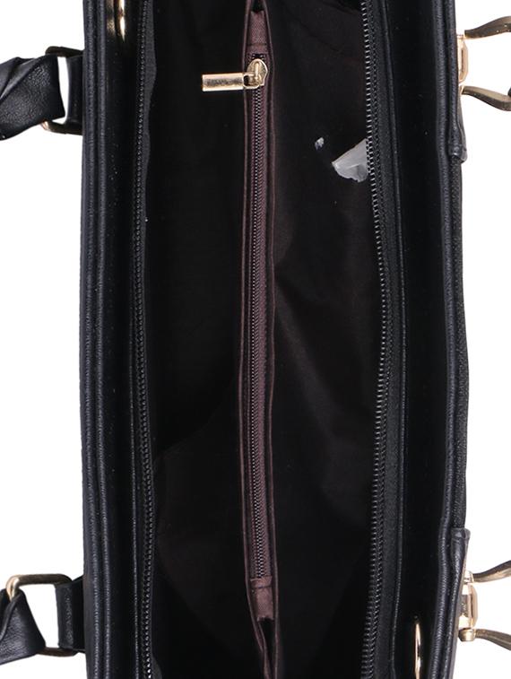 black leatherette (pu) regular handbag - 15311103 - Zoom Image - 3