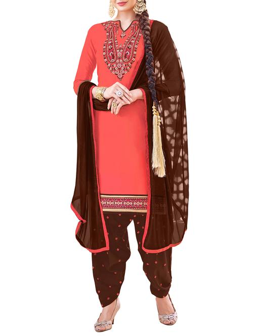 embroidered unstitched patiyala suit - 15311601 - Standard Image - 1