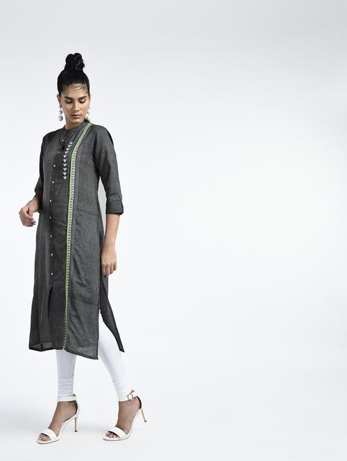 straight embroidered kurta - 15311677 - Very Small Image - 1