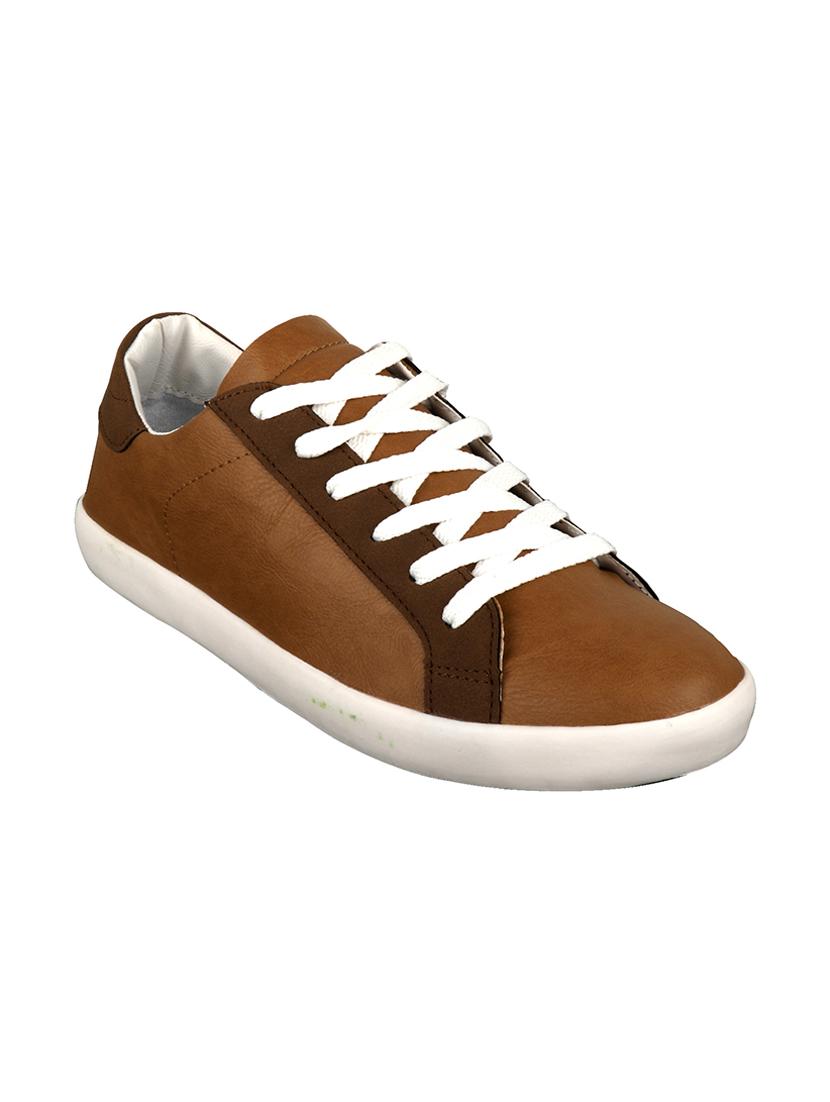 tan leatherette lace up sneaker - 15311999 - Zoom Image - 1