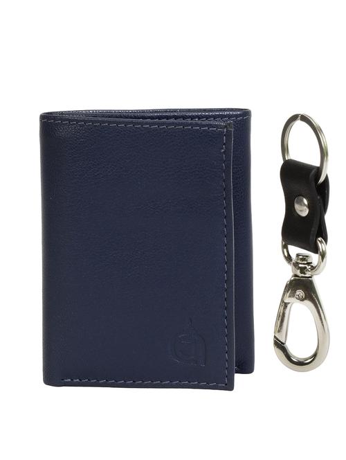 blue leather wallet with key ring - 15312256 - Standard Image - 1
