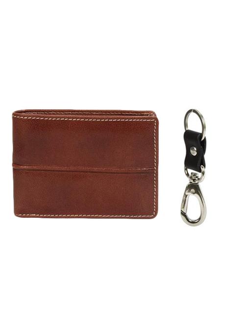 brown leather wallet with key ring - 15312384 - Standard Image - 1