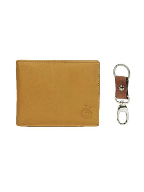 beige leather wallet with keyring - 15312386 - Standard Image - 1