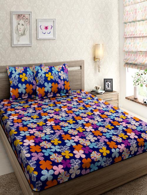 PolyCotton Double Bed Bedsheet with 2 Pillow Covers - 15312573 - Very Small Image - 1