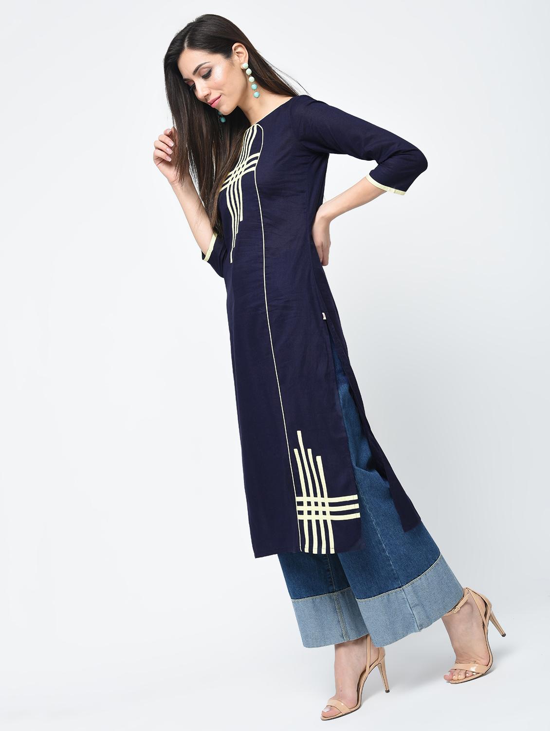 patchwork straight kurta - 15312886 - Zoom Image - 2
