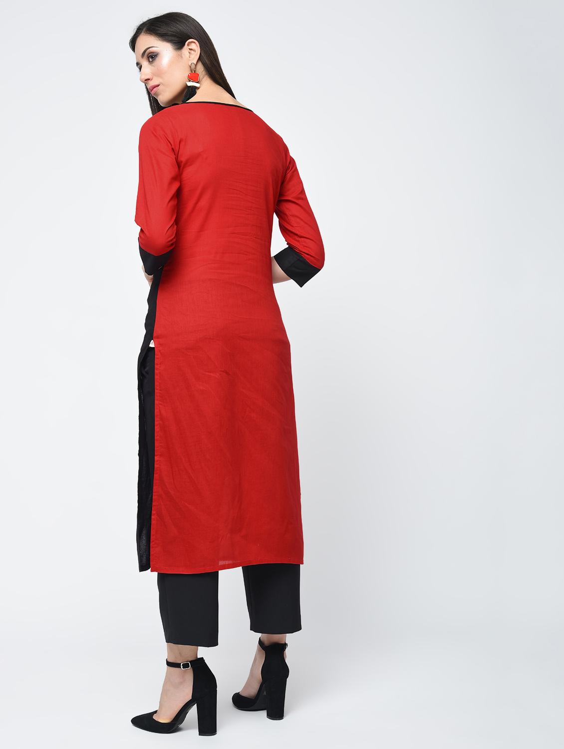 color block straight kurta - 15312887 - Zoom Image - 3