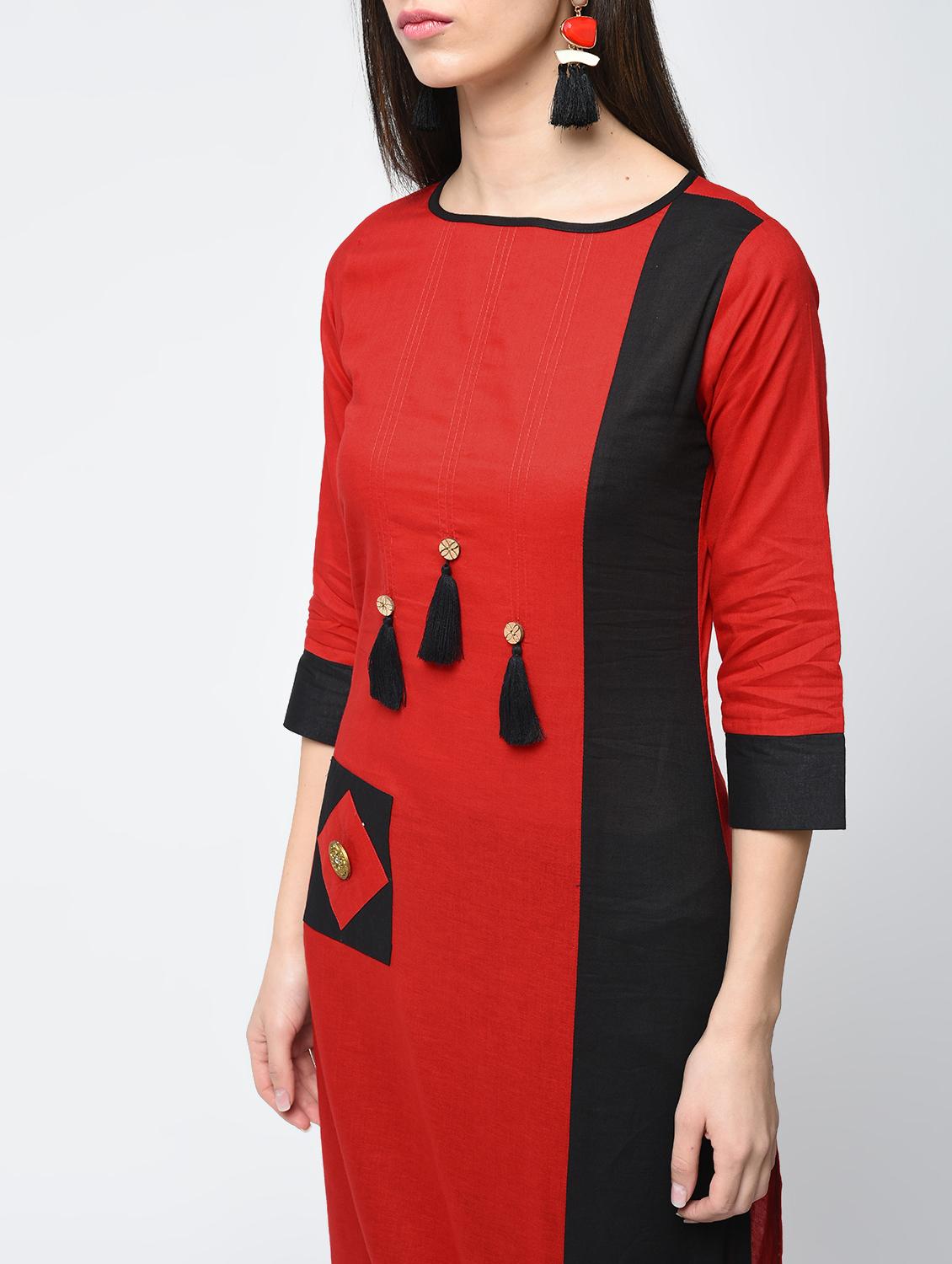 color block straight kurta - 15312887 - Zoom Image - 4