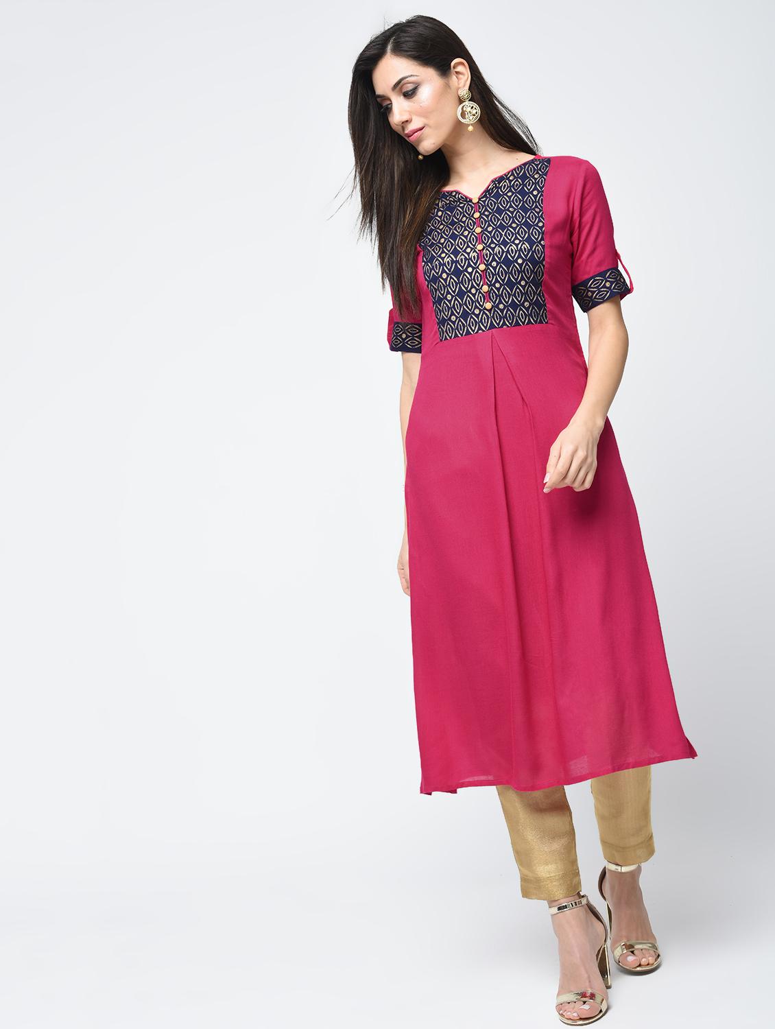 block printed straight kurta - 15312997 - Zoom Image - 2