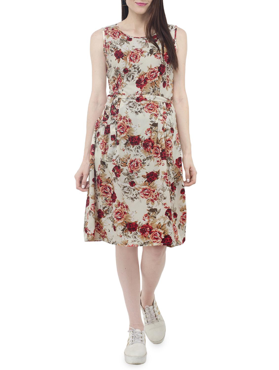 a-line floral belted dress - 15313897 - Zoom Image - 1