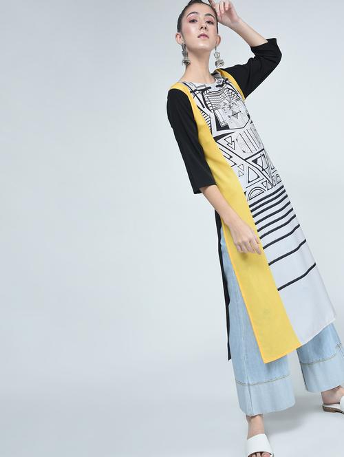 geometrical straight kurta - 15314401 - Standard Image - 1