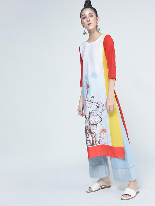 digital print multicolour kurta - 15314402 - Standard Image - 1