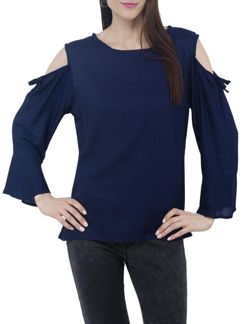 cold shoulder solid top - 15314470 - Very Small Image - 1