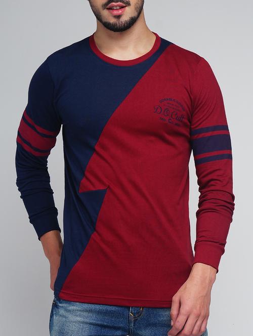maroon cotton cut & sew t-shirt - 15314496 - Standard Image - 1