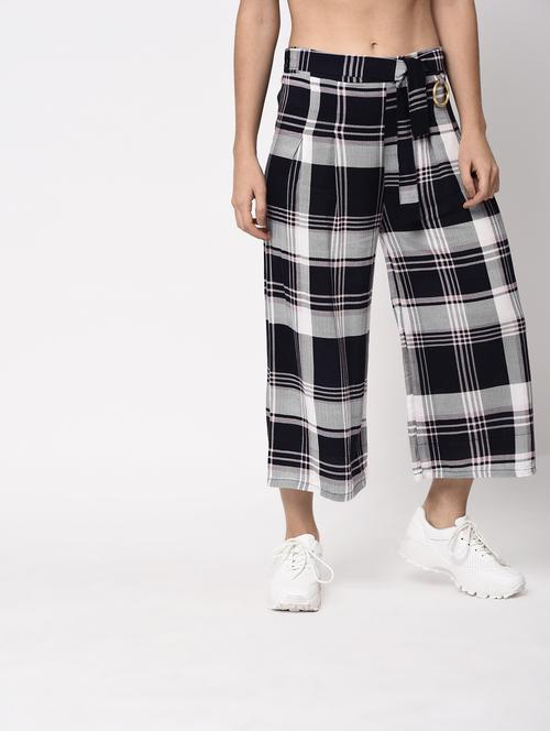 high waist checkered culottes - 15314926 - Standard Image - 1