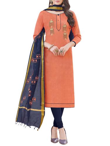 Embroidery yoke unstitched churidaar suit - 15315055 - Very Small Image - 1