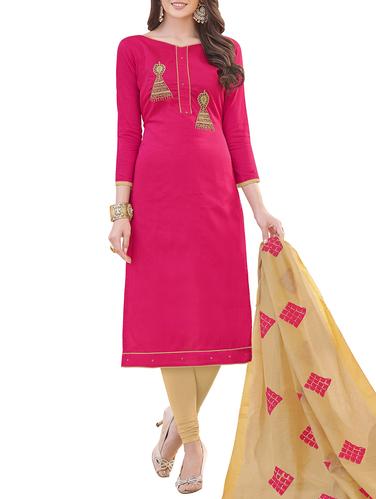 Embroidery yoke unstitched churidaar suit - 15315058 - Very Small Image - 1