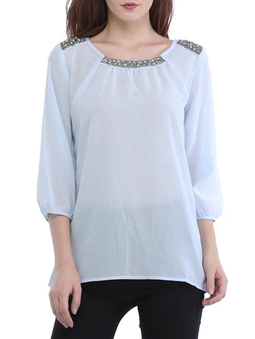 embellished detail solid top - 15315174 - Standard Image - 1