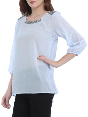 embellished detail solid top - 15315174 - Standard Image - 2