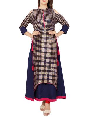 Layered foil print kurta - 15315189 - Standard Image - 1