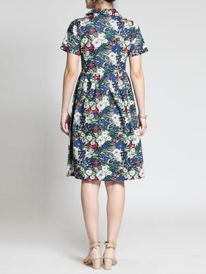 a-line floral button down dress - 15315478 - Standard Image - 3