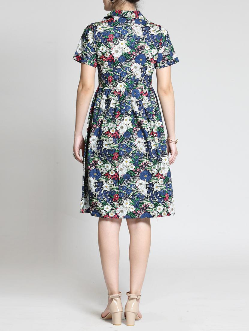 a-line floral button down dress - 15315478 - Zoom Image - 3