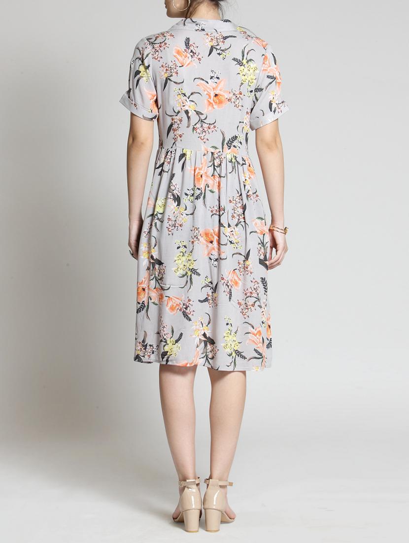 a-line floral button down dress - 15315479 - Zoom Image - 3