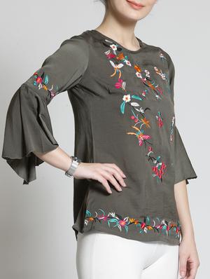 bell sleeved embroidered top - 15315556 - Standard Image - 2