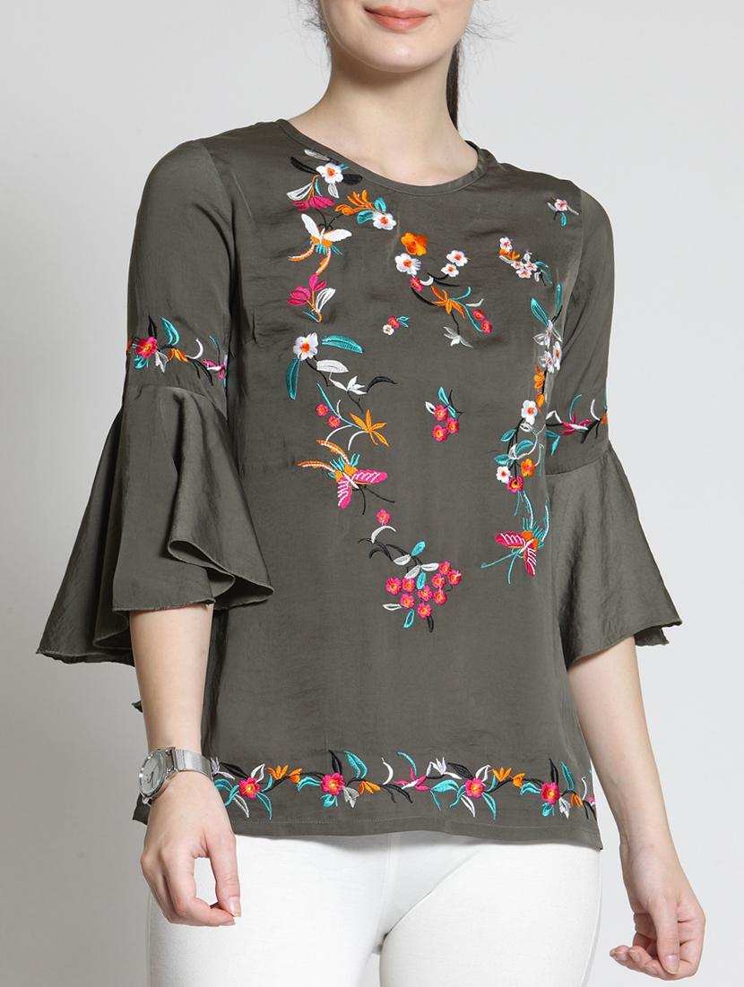 bell sleeved embroidered top - 15315556 - Zoom Image - 1