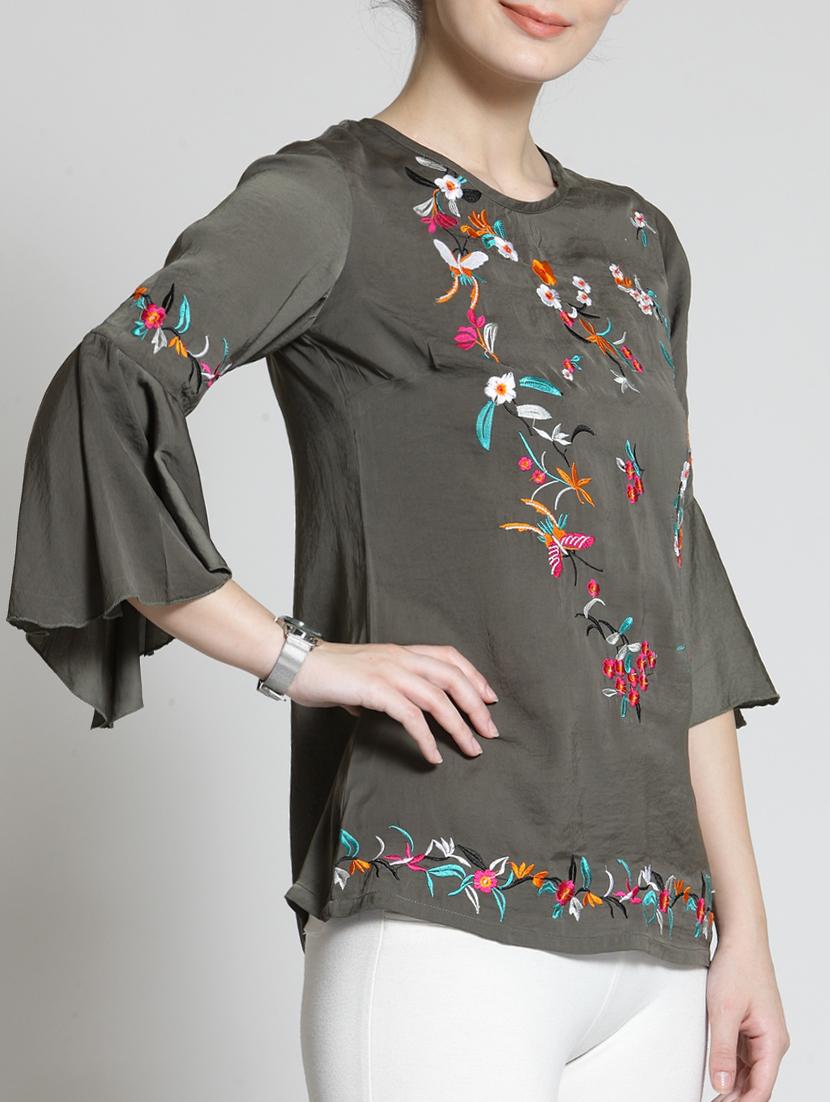 bell sleeved embroidered top - 15315556 - Zoom Image - 2