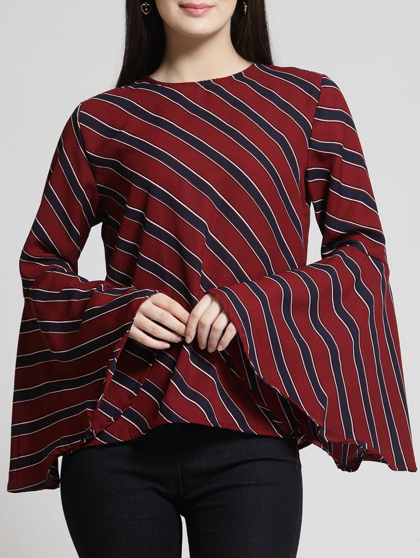 bell sleeved striped top - 15315565 - Zoom Image - 1