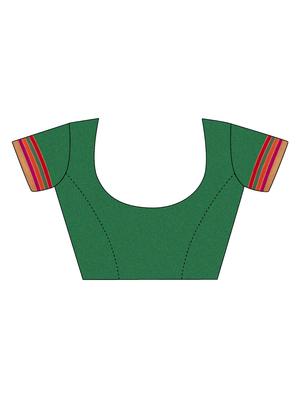 maroon stripe bordered saree with blouse - 15315858 - Standard Image - 3