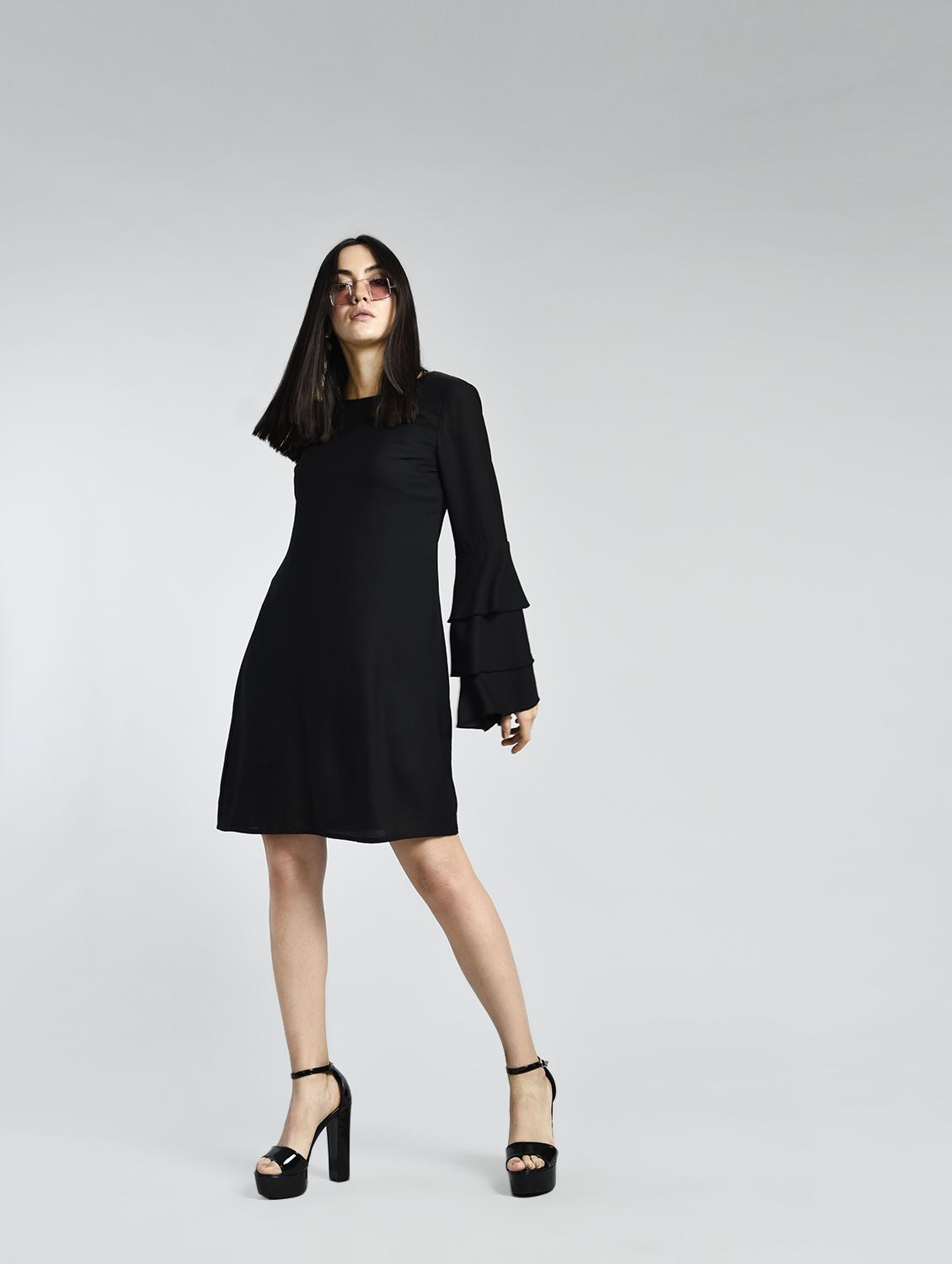 layered bell sleeve a-line dress - 15316361 - Zoom Image - 4