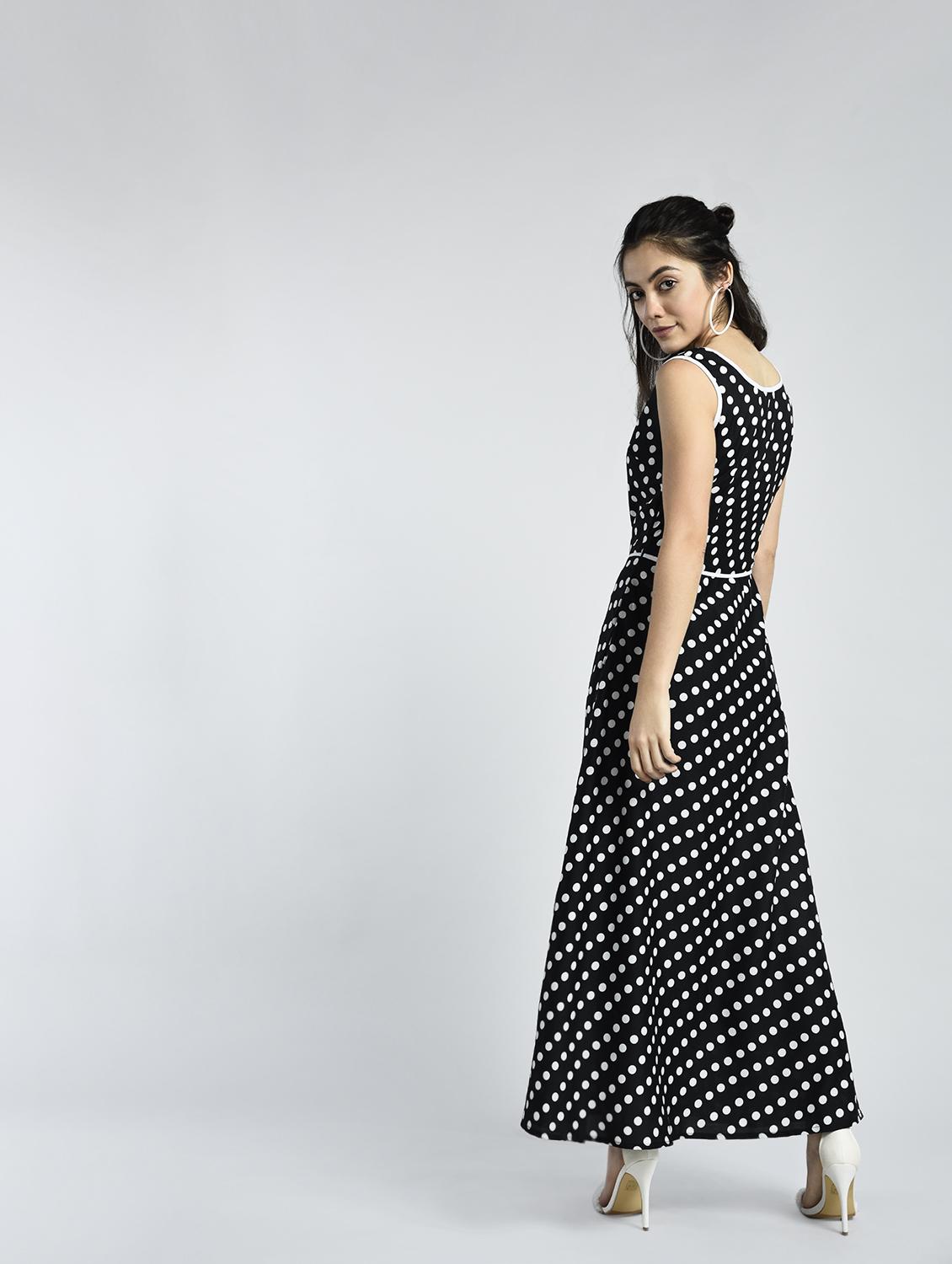 polka dot belted maxi dress - 15316368 - Zoom Image - 2